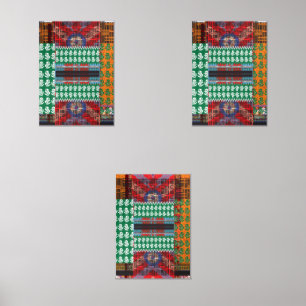 緑と黒の模様で、中央に木がある