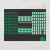 緑と黒の模様で、中央に木がある ポストカード (正面)