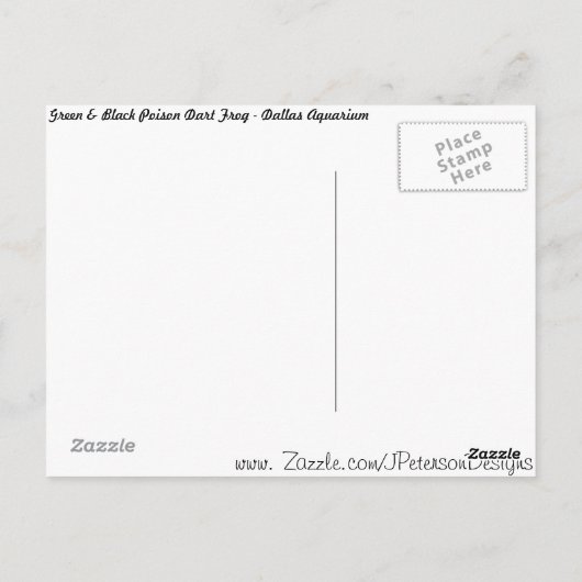 緑と黒の毒矢フロッグ# 6 ポストカード (裏面)
