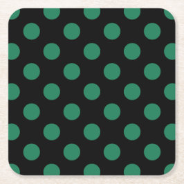 緑と黒の水玉模様 スクエアペーパーコースター