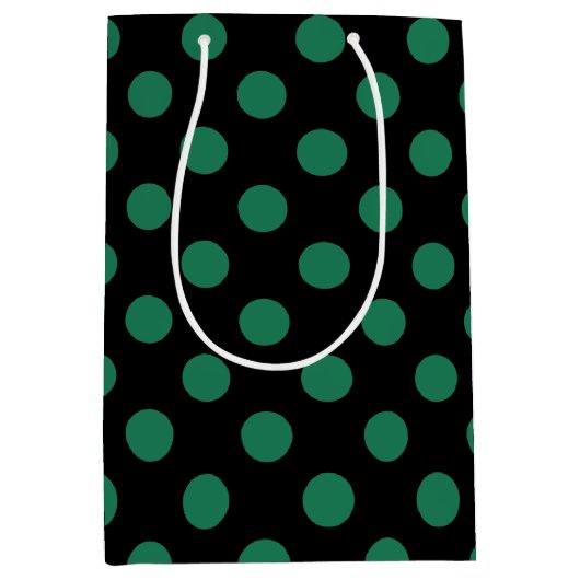 緑と黒の水玉模様 ミディアムペーパーバッグ (正面)