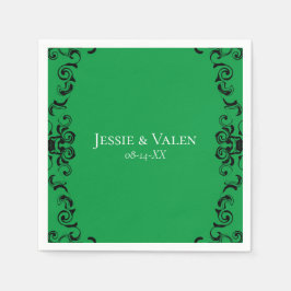 緑と黒の渦巻きゴシッ結婚クス スタンダードカクテルナプキン