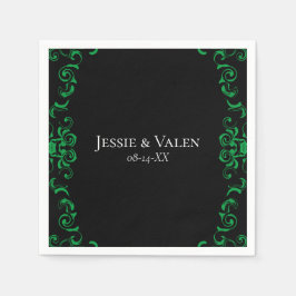緑と黒の渦巻きゴシッ結婚クス スタンダードカクテルナプキン