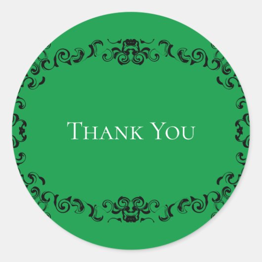 緑と黒の渦巻きゴシッ結婚クス ラウンドシール (正面)