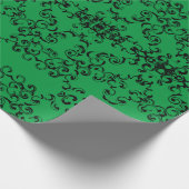 緑と黒の渦巻きゴシッ結婚クス ラッピングペーパー (角)