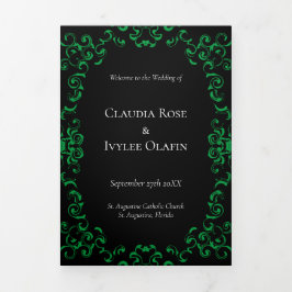 緑と黒の渦巻きゴシッ結婚クス 三つ折りプログラム