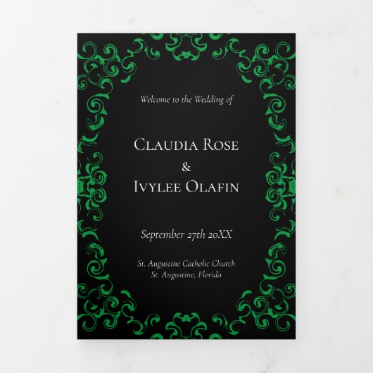 緑と黒の渦巻きゴシッ結婚クス 三つ折りプログラム (カバー)