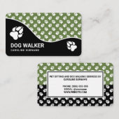 緑と黒の犬の手のパターン – 犬のサービス 名刺 (正面/裏面)