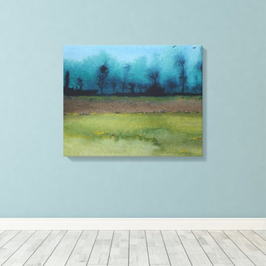 緑と黒の神秘的な風光明媚な森林風景 キャンバスプリント (インサイチュ (ウッドフロア))