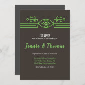 緑と黒の縁ど結婚式招待状 招待状 (正面/裏面)