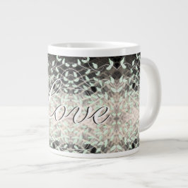 緑と黒の美しい葉のマグカップ ジャンボコーヒーマグカップ