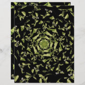 緑と黒の自然フラクタルスクラップブック紙 (正面/裏面)