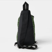 緑と黒の花のシームレスパターン スリングバッグ (裏面)