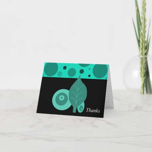緑と黒の葉の感謝 サンキューカード (正面)