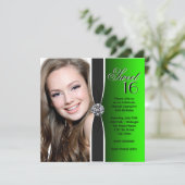 緑と黒の誕生日パーティー 招待状 (スタンド正面)