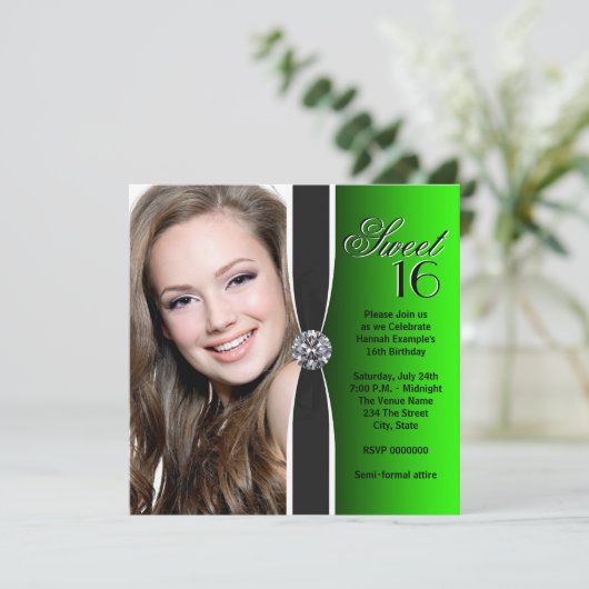 緑と黒の誕生日パーティー 招待状 (スタンド正面)