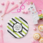 緑と黒の赤ストライプのちゃんシャワー ペーパープレート (パーティー)