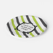 緑と黒の赤ストライプのちゃんシャワー ペーパープレート (アングル)