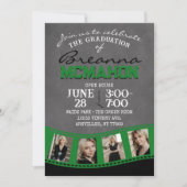 緑と黒の黒板フォトフィルムストリップグラード 招待状 (正面)