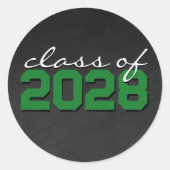 緑と黒の黒板卒業ステッカー ラウンドシール (正面)