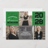 緑と黒の黒板3写真卒業 招待状 (正面)