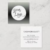 緑と黒カスタムのロゴを追加しまグラデーションす スクエア名刺 (正面/裏面)