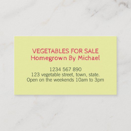 緑と黒板の自家栽培野菜柄 名刺 (裏面)