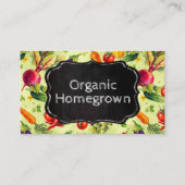 緑と黒板の自家栽培野菜柄 名刺 (正面)