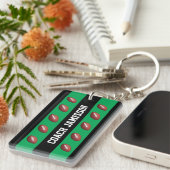 緑と黒、フットボールコーチ、名前 キーホルダー (正面右)