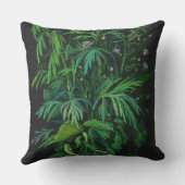 緑と黒、フローラアート、夏の緑、パステル クッション (裏面)