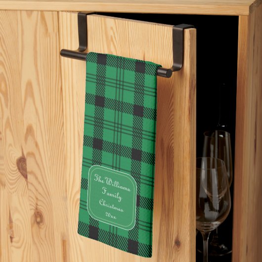 緑と黒 – 居心地の良いプレイス キッチンタオル (三つ折り)