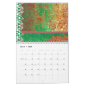 緑とoの美しくデザインされたインディアンスカーフ カレンダー (3月 2026)