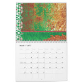 緑とoの美しくデザインされたインディアンスカーフ カレンダー (3月 2027)