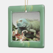 緑によって大理石模様をつけられるルーサイトモダンなフレームの正方形 セラミックオーナメント (左)