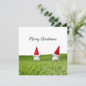 緑にサンタハット付きゴルフクリスマスカード (スタンド正面)