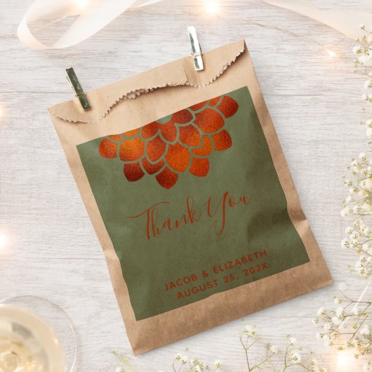 緑にドラマチックな銅花ありがとう フェイバーバッグ (クリップ留めされた状態)