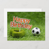 緑にハッピーバースデーのサッカーボール ポストカード (正面/裏面)