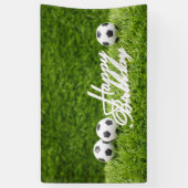 緑にハッピーバースデーのサッカー 横断幕 (縦)