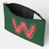 緑にピンクがぶつかり合う不気味なモノグラム アクセサリーポーチ (見開き)