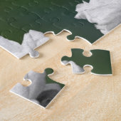 緑にフェード、白いバラのデジタルコラージュ ジグソーパズル (側面)