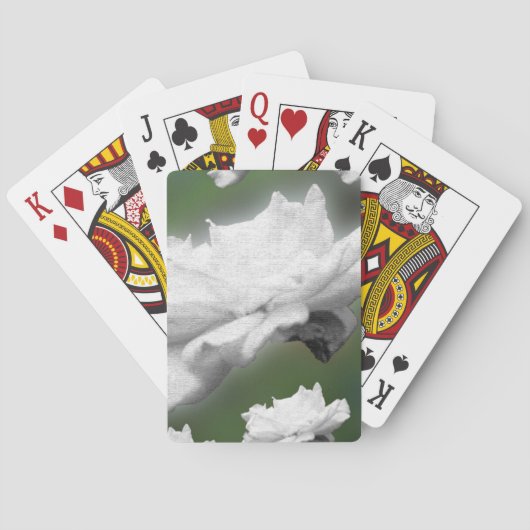 緑にフェード、白いバラのデジタルコラージュ トランプ (裏面)