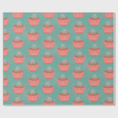 緑にホットチョコレートクリスマスカップ ラッピングペーパー (フラット)