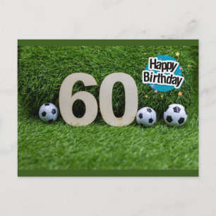緑にボールが付いた誕生日60番目のサッカーカード ポストカード
