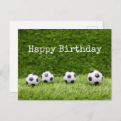 緑に単語ハッピーバースデー付きサッカーボール ポストカード (正面/裏面)
