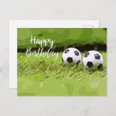 緑に単語ハッピーバースデー付きサッカーボール  ポストカード (正面/裏面)