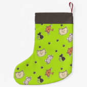 緑に可愛い猫 スモールクリスマスストッキング (裏面)