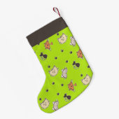 緑に可愛い猫 スモールクリスマスストッキング (裏面 (吊り時))