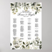 緑に囲まれたエレガントな結婚式のシーティングチャート ポスター (正面)