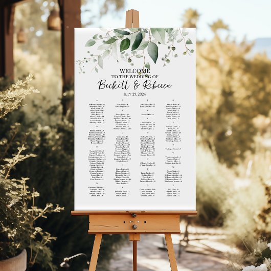 緑に囲まれたエレガントな結婚式のシーティングチャート ポスター