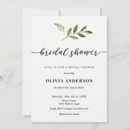 緑に囲まれた書道のブライダルシャワーへの招待 招待状